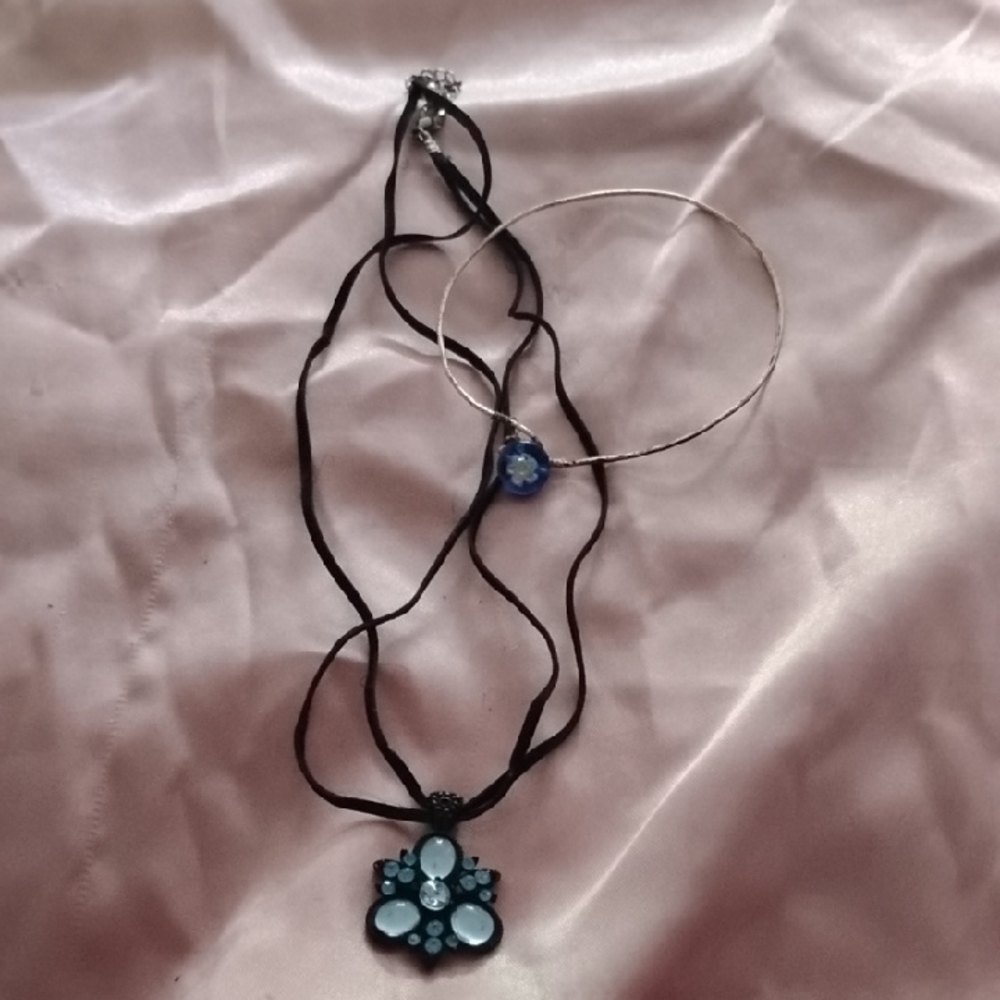 Hand Crafted Blue and Black Bohemian Necklace